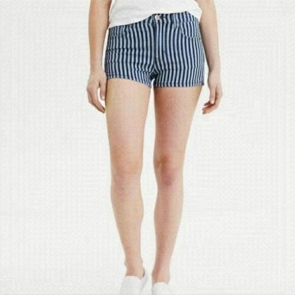 American Eagle Stripped Jean Shorts. Size 0. Blue & White - Picture 3 of 10